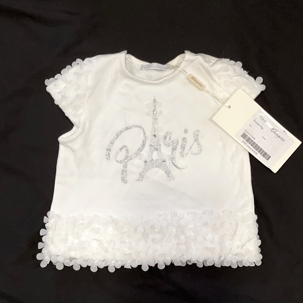 Baby Girl White Paris top